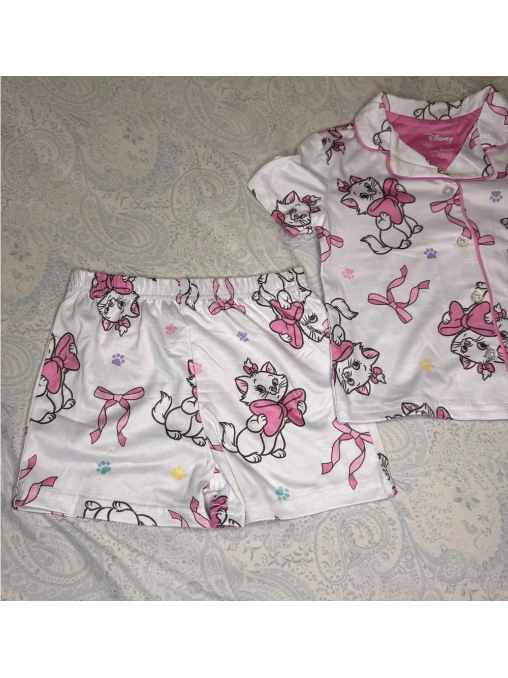 Disney The Aristocats Marie Pink & White Toddler Short Pajama Set